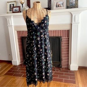 Zara midi black summer floral dress M